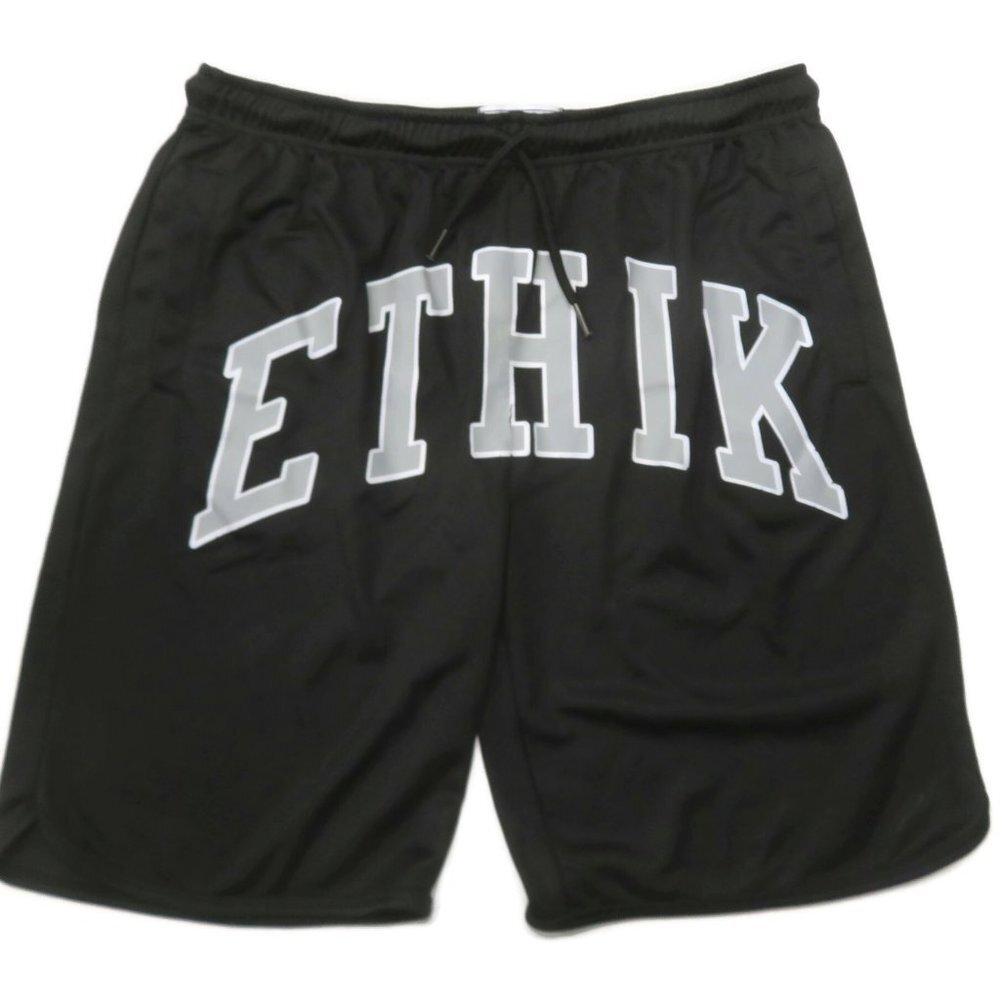 Ethik NY‎ Athletic Shorts Mens XXL Black Drawstring 2XL Gym Running Spellout